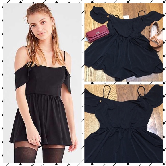Urban Outfitters Pants - Black Crepe Cold Shoulder Romper